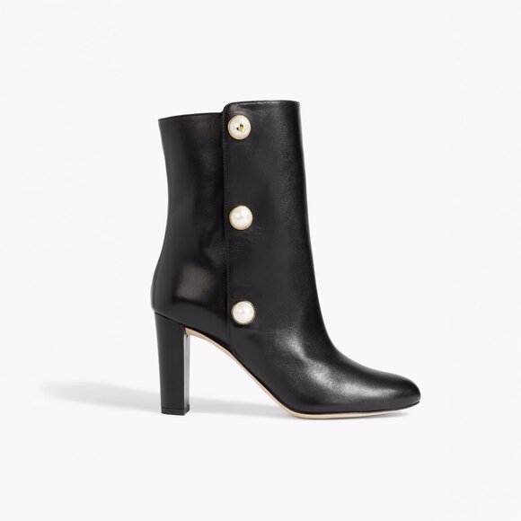 JIMMY CHOO Rina 85 Embellished Leather Ankle Boots Black IT 35.5 US 5.5 NEW - Picture 1 of 16
